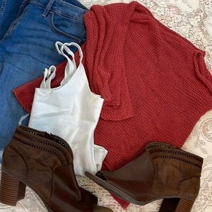 EUC BCBG Maxazria cropped oversized rust colored sweater L